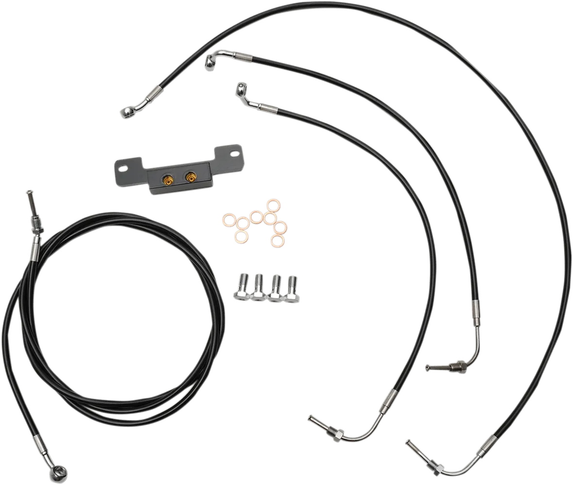 LA Choppers LA-8055KT-19B Standard Handlebar Cable/Brake & Clutch Line/Wire Kit - Black Vinyl/Stainless Braided