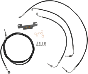 LA Choppers LA-8055KT-19B Standard Handlebar Cable/Brake & Clutch Line/Wire Kit - Black Vinyl/Stainless Braided