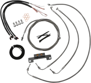 LA Choppers LA-8055KT2-19 Complete Handlebar Cable/Brake & Clutch Line/Wire Kit - Stainless Braided
