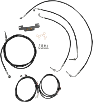 LA Choppers LA-8055KT3-16B Complete Handlebar Cable/Brake & Clutch Line/Wire Kit - Black Vinyl/Stainless Braided