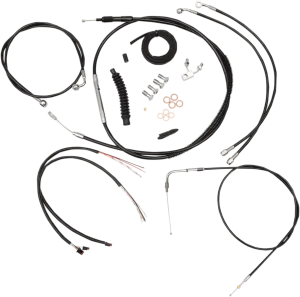 LA Choppers LA-8122KT2-13B Complete Handlebar Cable/Brake & Clutch Line/Wire Kit - Black Vinyl/Stainless