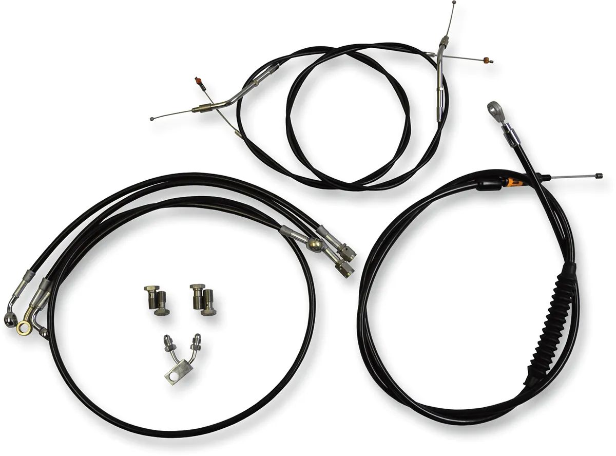LA Choppers LA-8123KT-13B Standard Handlebar Cable/Brake & Clutch Line/Wire Kit - Black Vinyl/Stainless