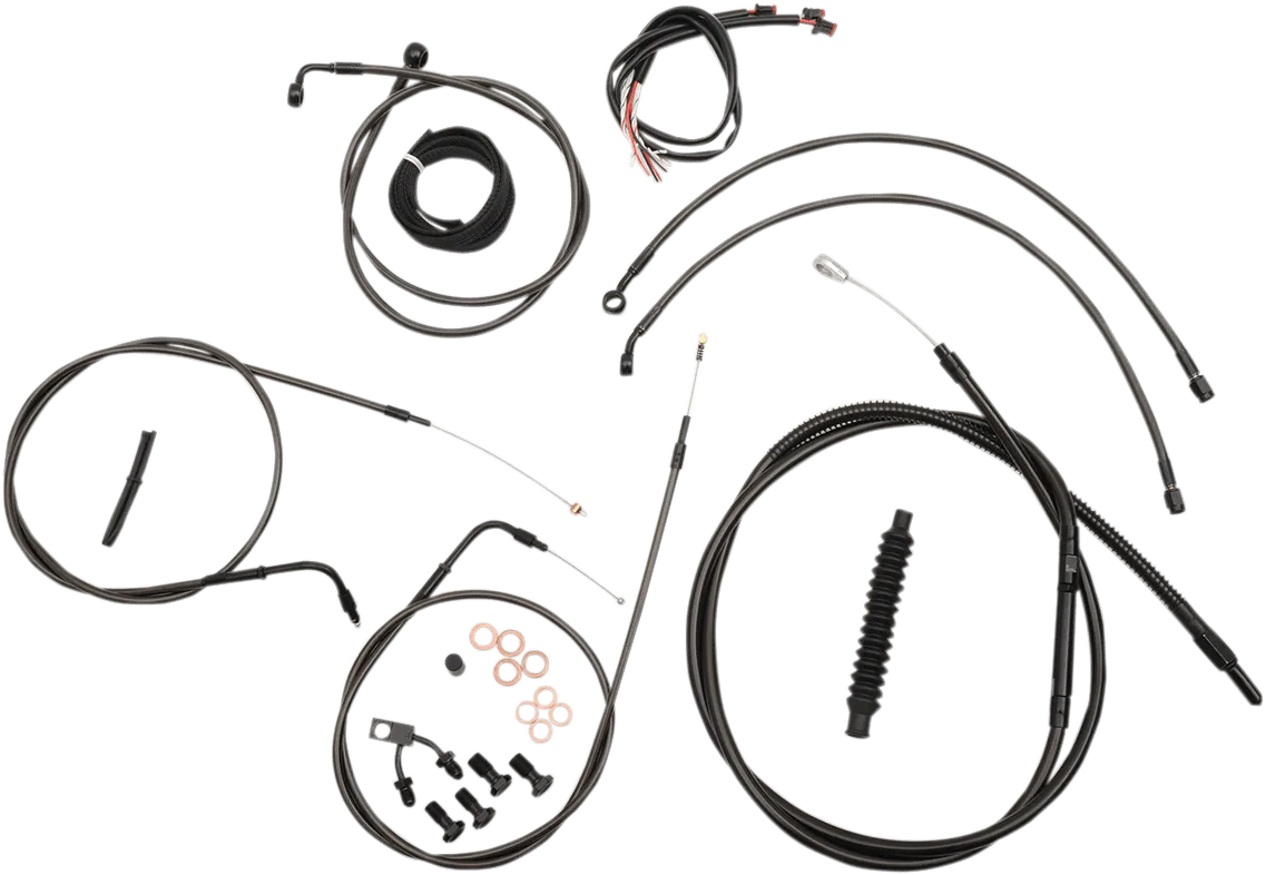 LA Choppers LA-8123KT2-16M Complete Handlebar Cable/Brake & Clutch Line/Wire Kit - Midnight Black