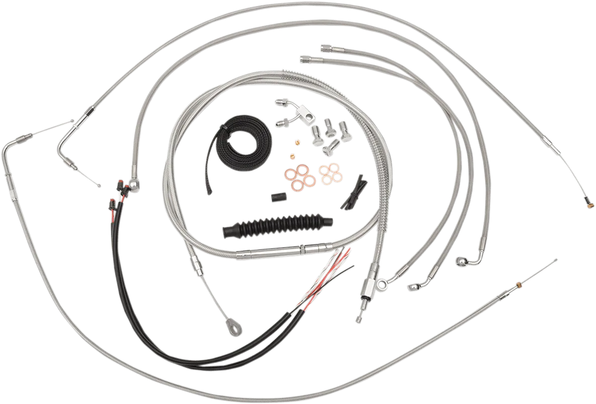 LA Choppers LA-8123KT2-19 Complete Handlebar Cable/Brake & Clutch Line/Wire Kit - Stainless Braided