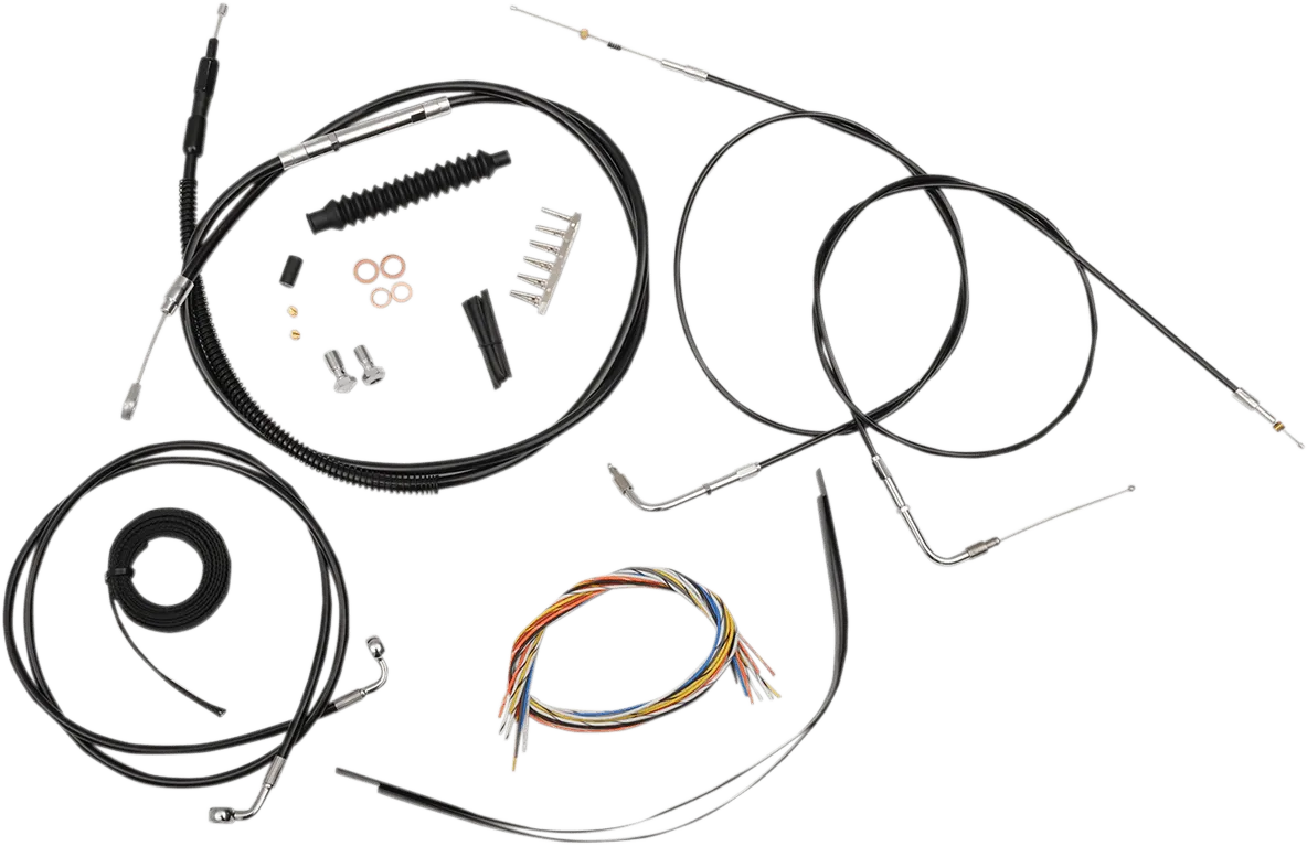 LA Choppers LA-8140KT2-16B Complete Handlebar Cable and Brake Line Kit - Black Vinyl/Stainless
