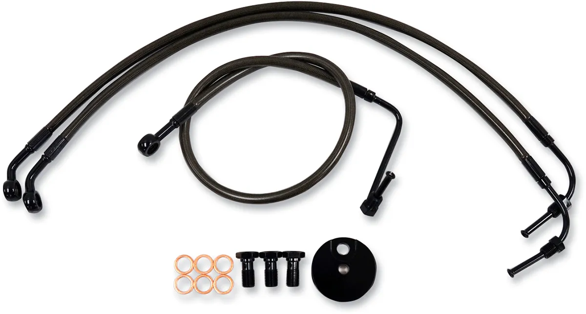 LA Choppers LA-8210B16M Midnight Braided Brake Lines - 15-17in. Ape Hangers