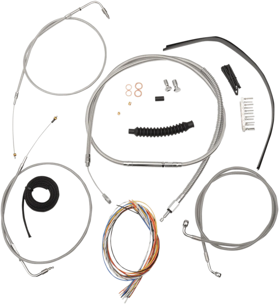LA Choppers LA-8320KT2B-13 Complete Handlebar Cable/Brake & Clutch Line/Wire Kit - Stainless Braided