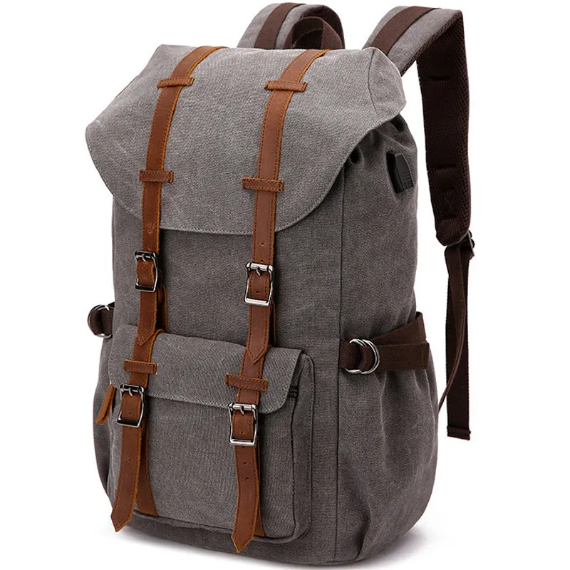 Laptop Outdoor Canvas Backpack With Charging