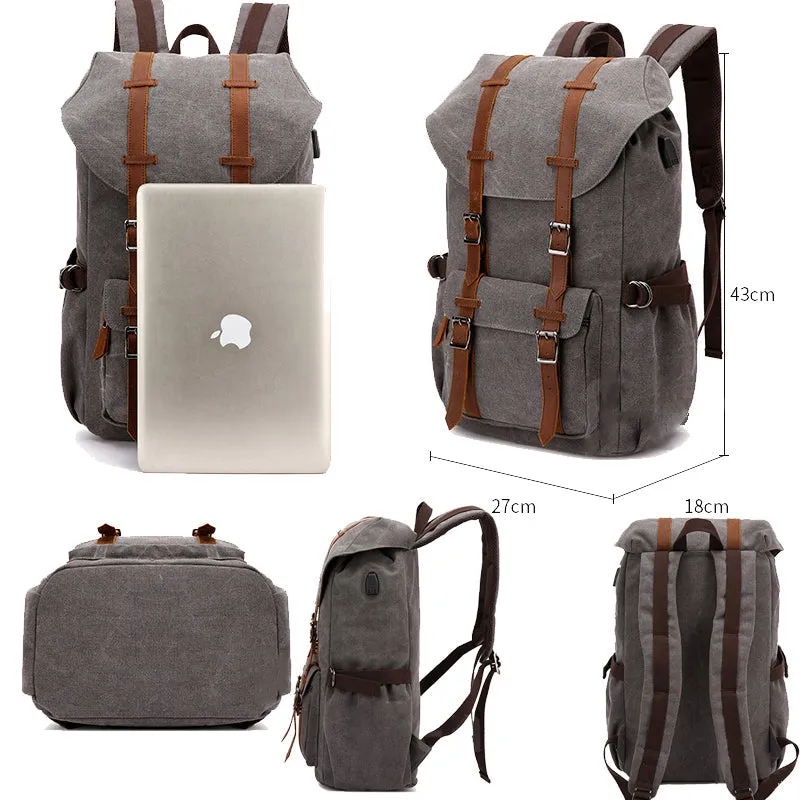 Laptop Outdoor Canvas Backpack With Charging