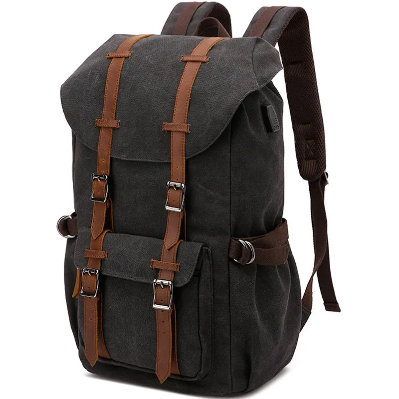 Laptop Outdoor Canvas Backpack With Charging