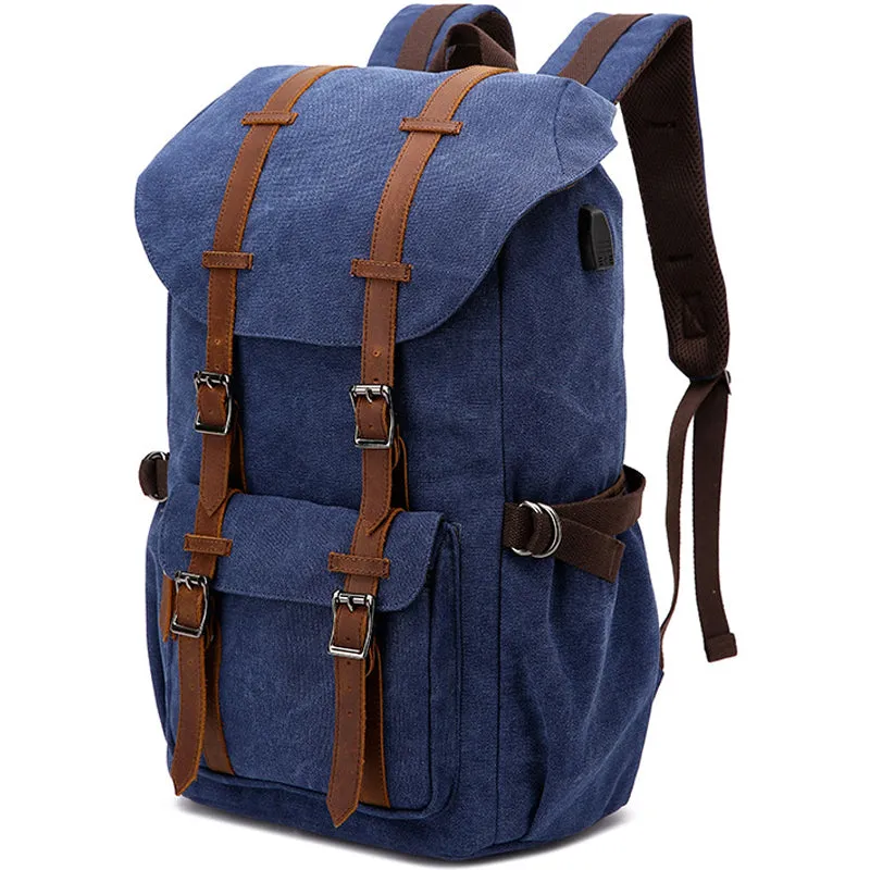 Laptop Outdoor Canvas Backpack With Charging