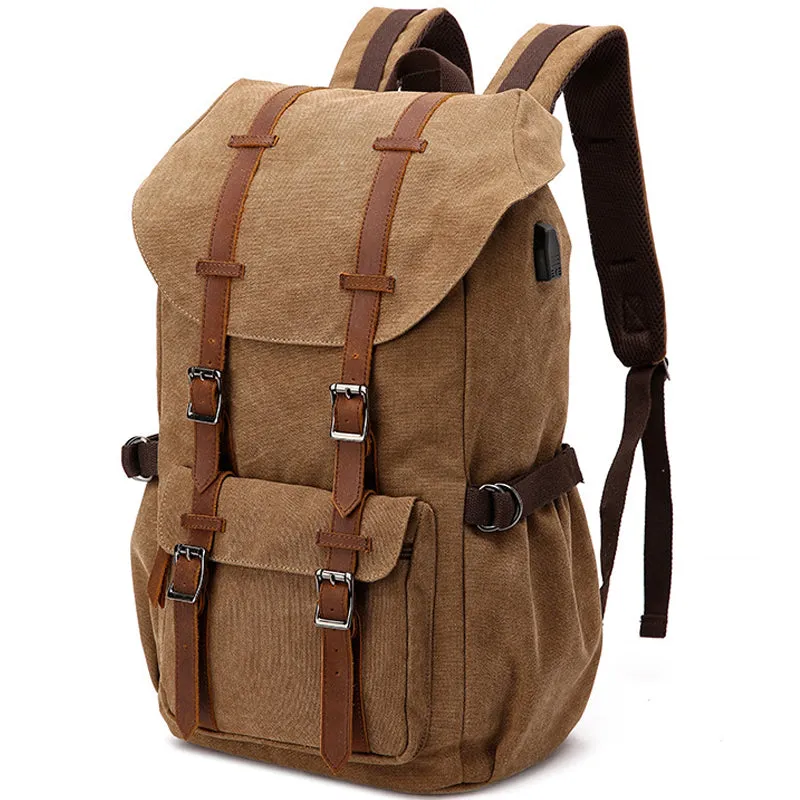 Laptop Outdoor Canvas Backpack With Charging