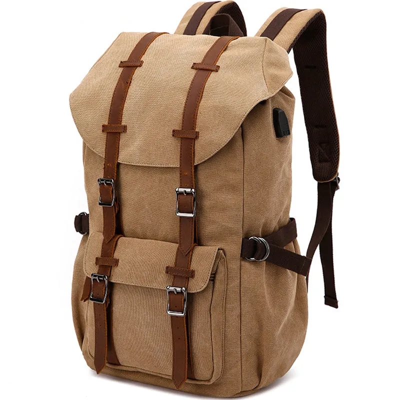 Laptop Outdoor Canvas Backpack With Charging