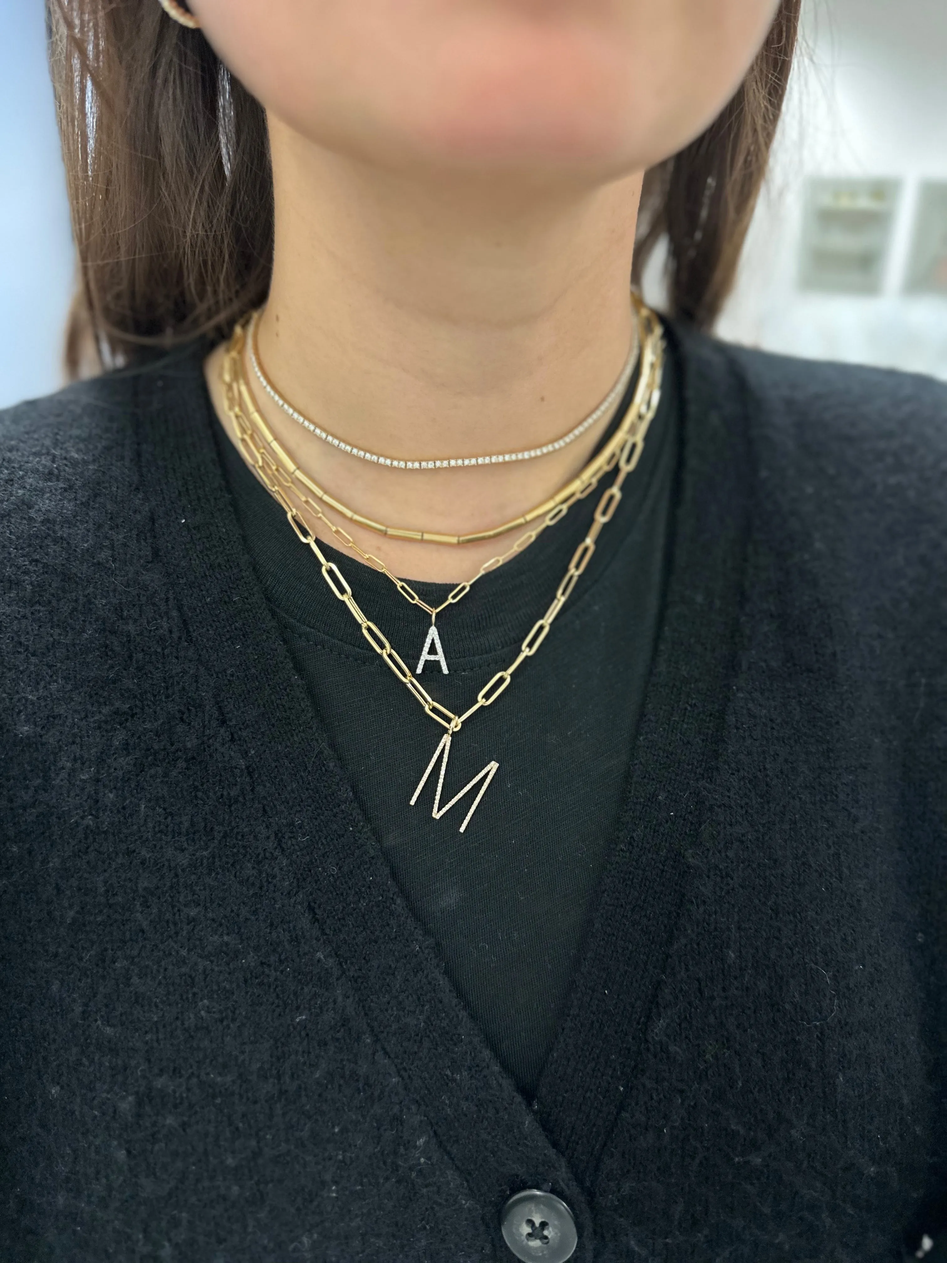 Large Diamond Letter Charm