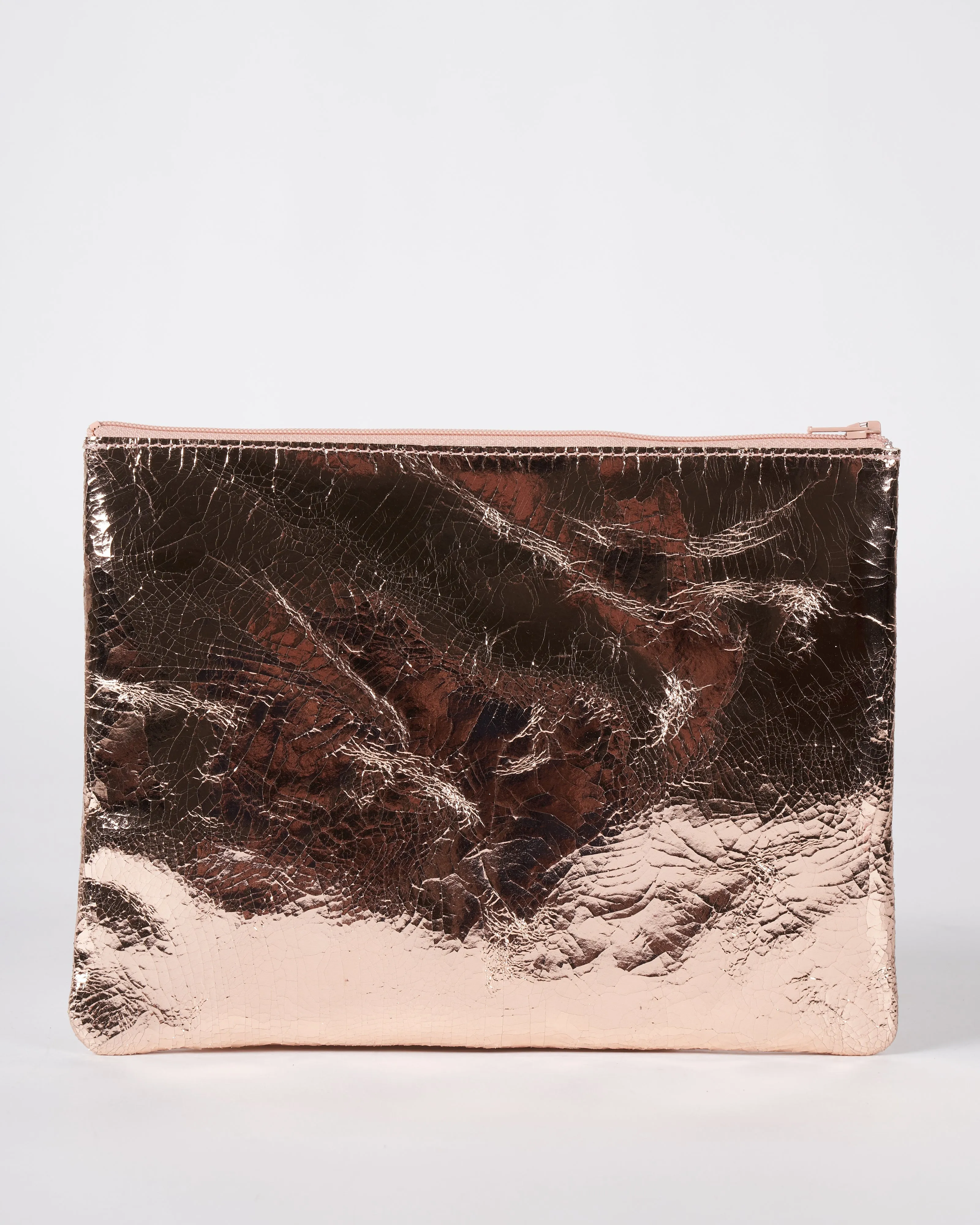 large zip pouch - foil rose gold