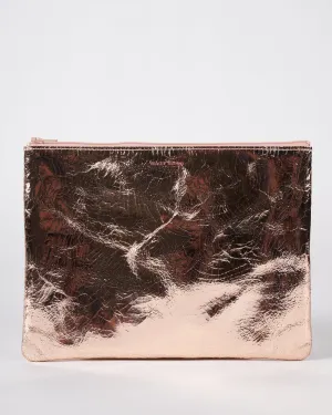 large zip pouch - foil rose gold