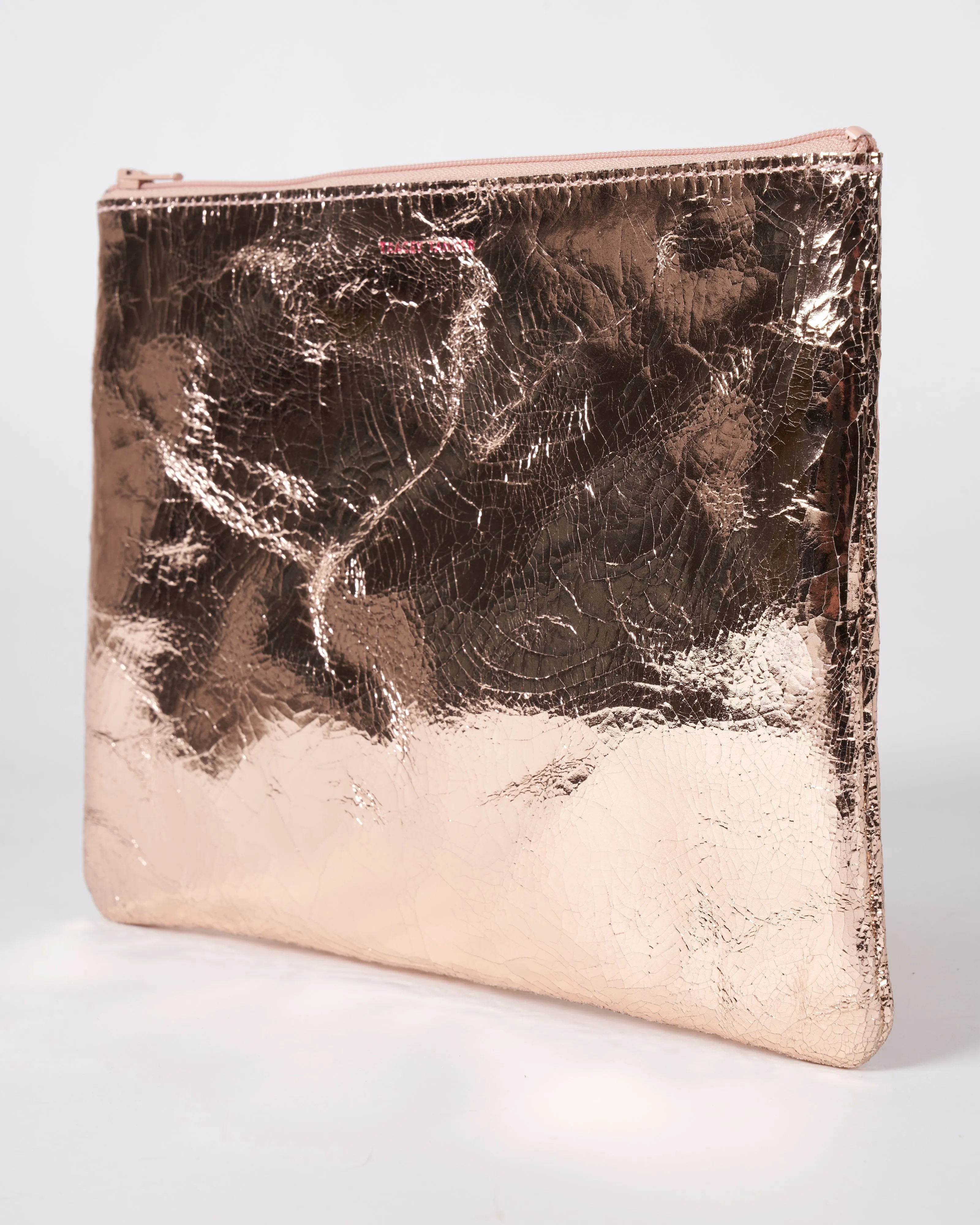 large zip pouch - foil rose gold
