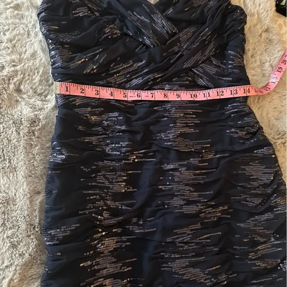 Lauren Ralph Lauren Evenings Blue Sparkle Sequins Tulle Detail Cocktail Dress 10