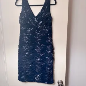 Lauren Ralph Lauren Evenings Blue Sparkle Sequins Tulle Detail Cocktail Dress 10