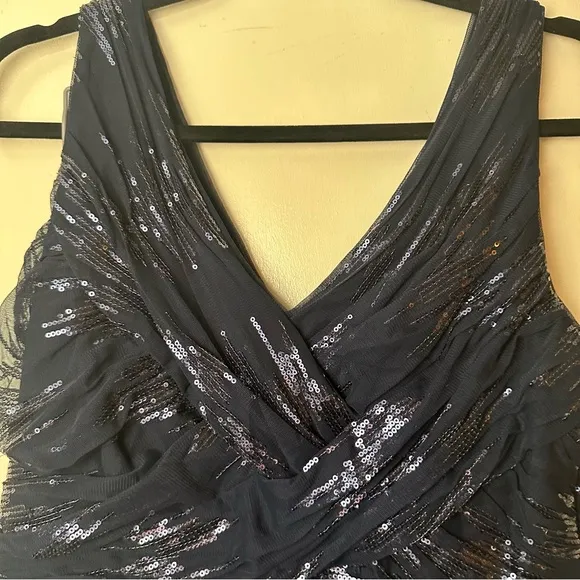Lauren Ralph Lauren Evenings Blue Sparkle Sequins Tulle Detail Cocktail Dress 10