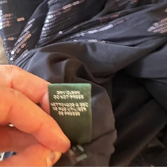 Lauren Ralph Lauren Evenings Blue Sparkle Sequins Tulle Detail Cocktail Dress 10
