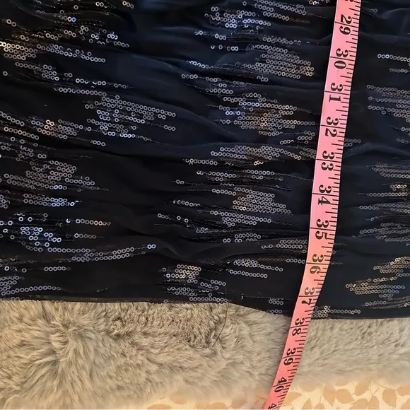 Lauren Ralph Lauren Evenings Blue Sparkle Sequins Tulle Detail Cocktail Dress 10