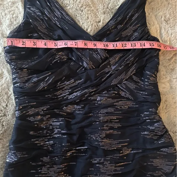 Lauren Ralph Lauren Evenings Blue Sparkle Sequins Tulle Detail Cocktail Dress 10