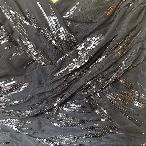 Lauren Ralph Lauren Evenings Blue Sparkle Sequins Tulle Detail Cocktail Dress 10