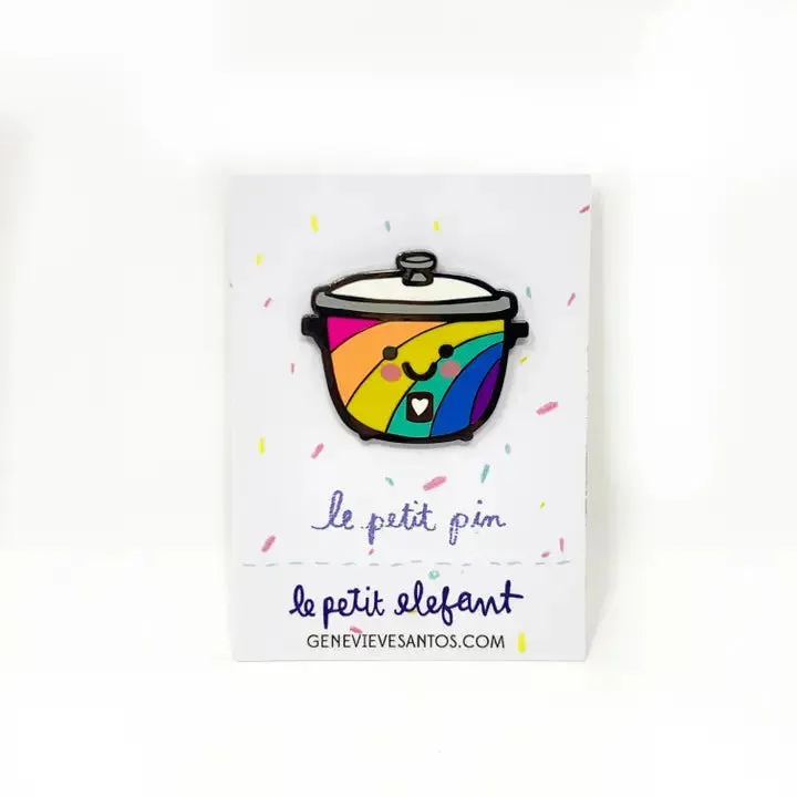Le Petit Elefant: Lbgtqia Rainbow Rice Cooker Enamel Pin