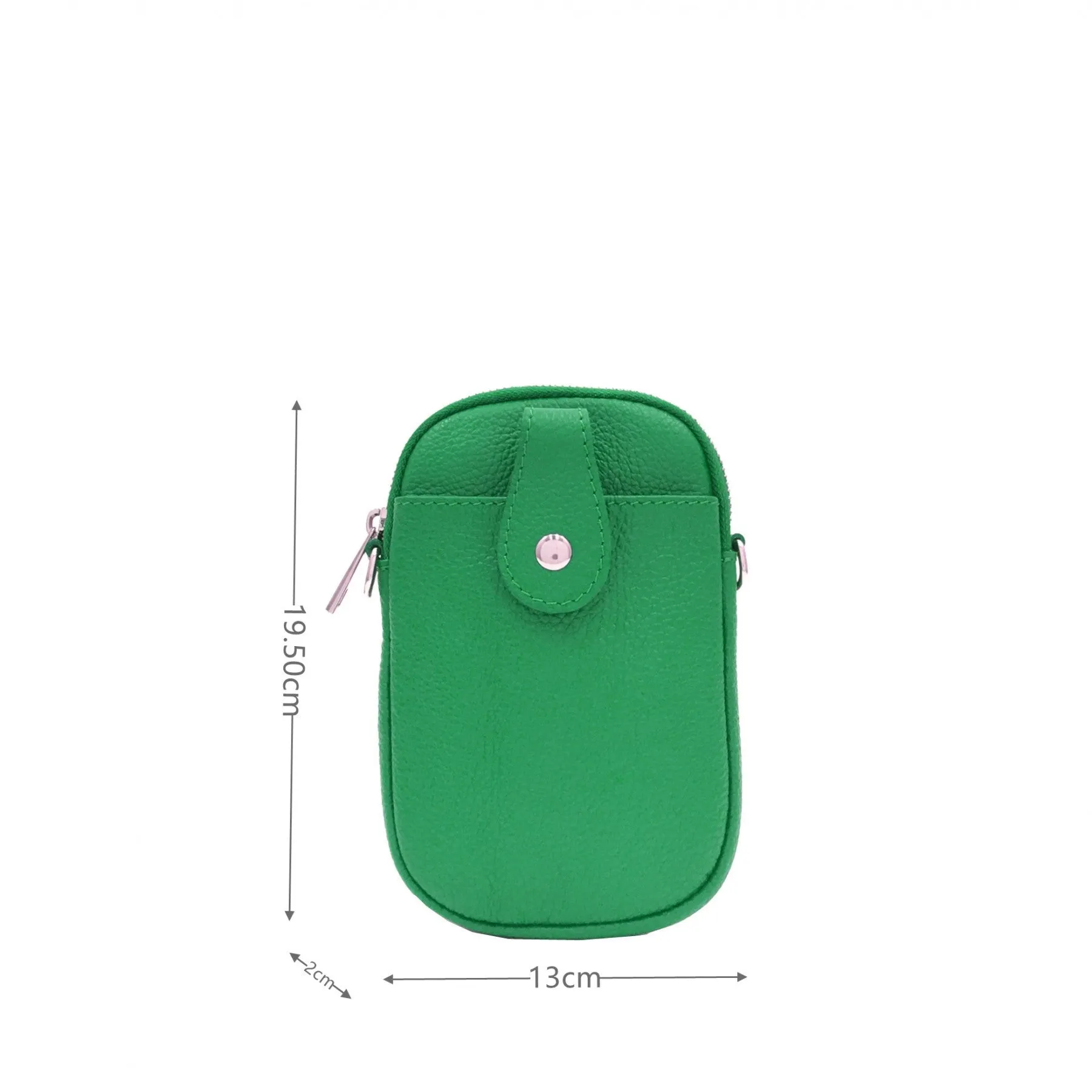 Leather Front Pocket Phone Pouch Crossbody bag in Bright Green