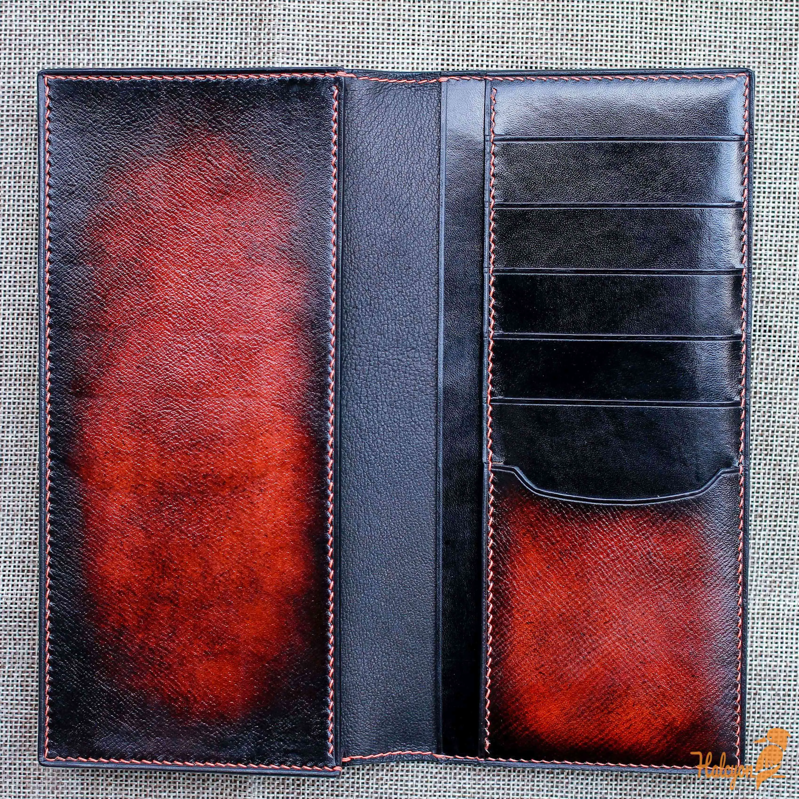 Leather Long Wallet, Engraved Mens Wallet