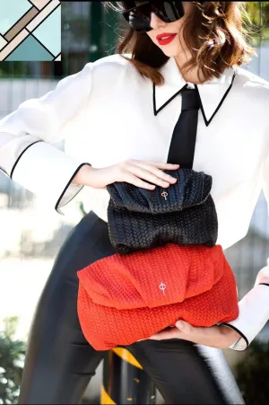 Leda Braid Handbag Red