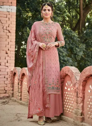 Light Pink Embroidered Palazzo Suit
