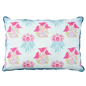 Lilly Fuchsia/Lee Seaglass with Teal Flange Oversized Pillow