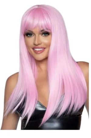 Long Straight Bang Wig - Baby Pink