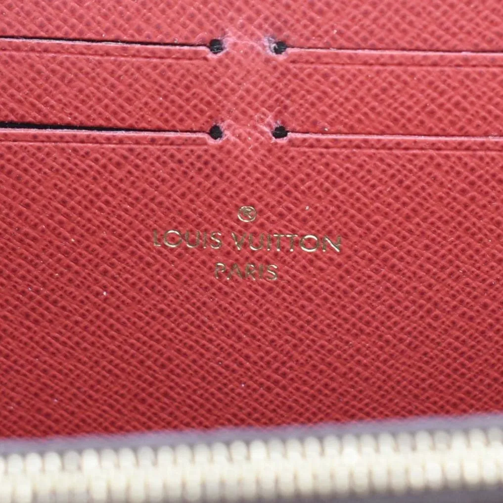 LOUIS VUITTON Clemence Damier Ebene Zippy Wallet Brown