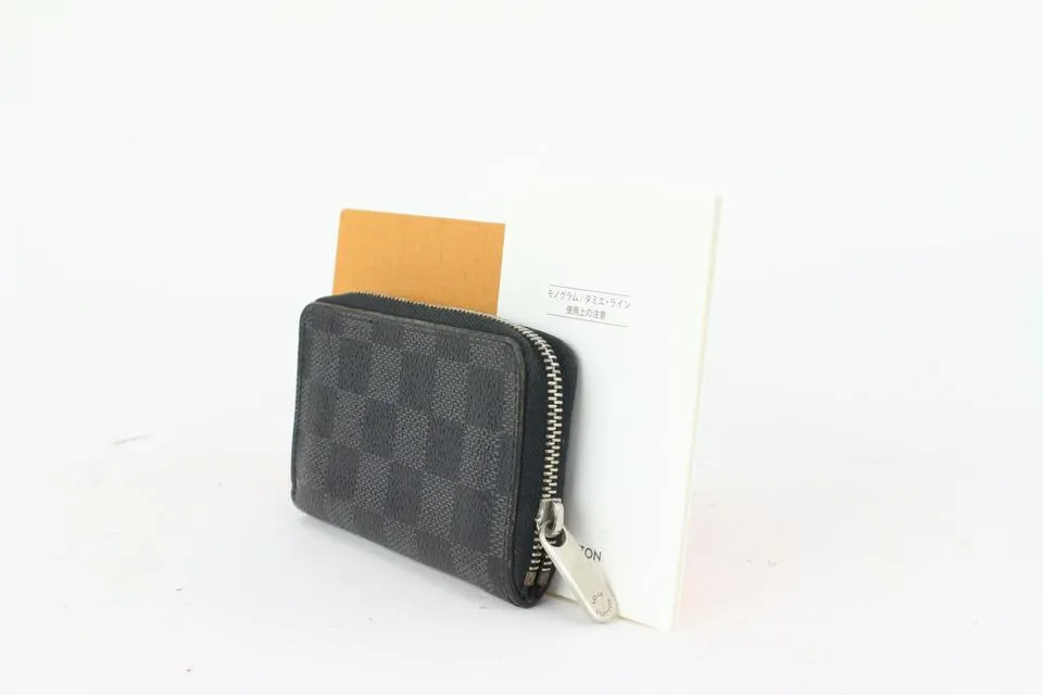 Louis Vuitton Damier Graphite Zippy Coin Compact Zip Around Wallet 914lv40