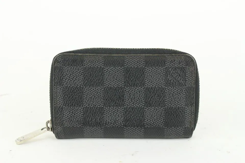 Louis Vuitton Damier Graphite Zippy Coin Compact Zip Around Wallet 914lv40