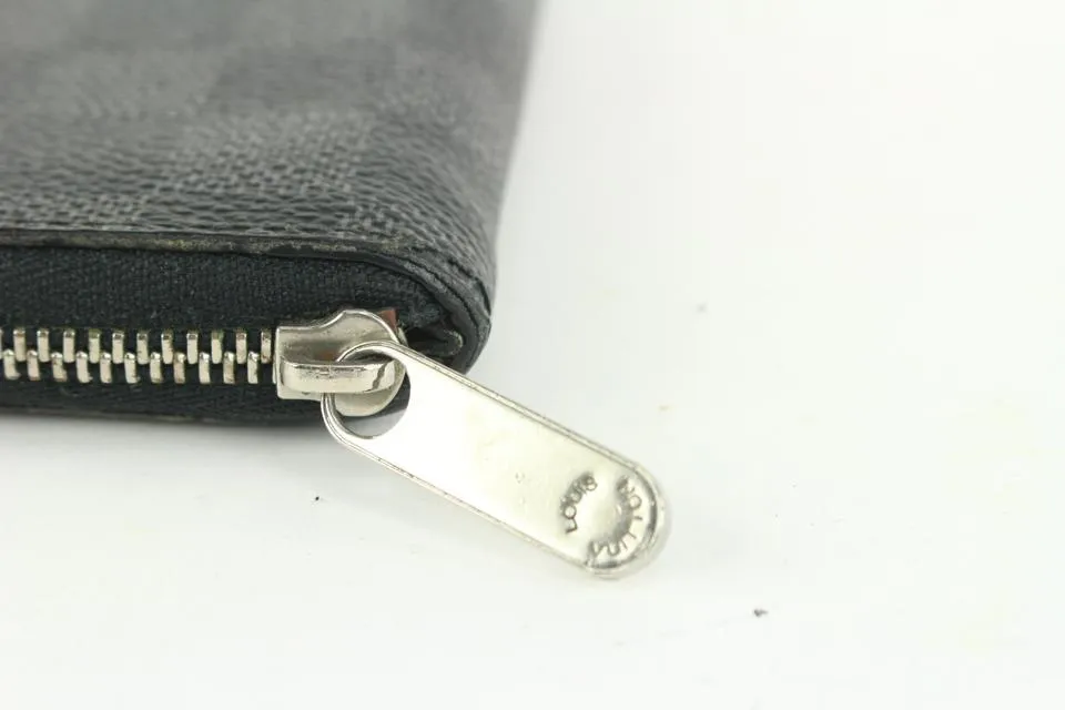 Louis Vuitton Damier Graphite Zippy Coin Compact Zip Around Wallet 914lv40