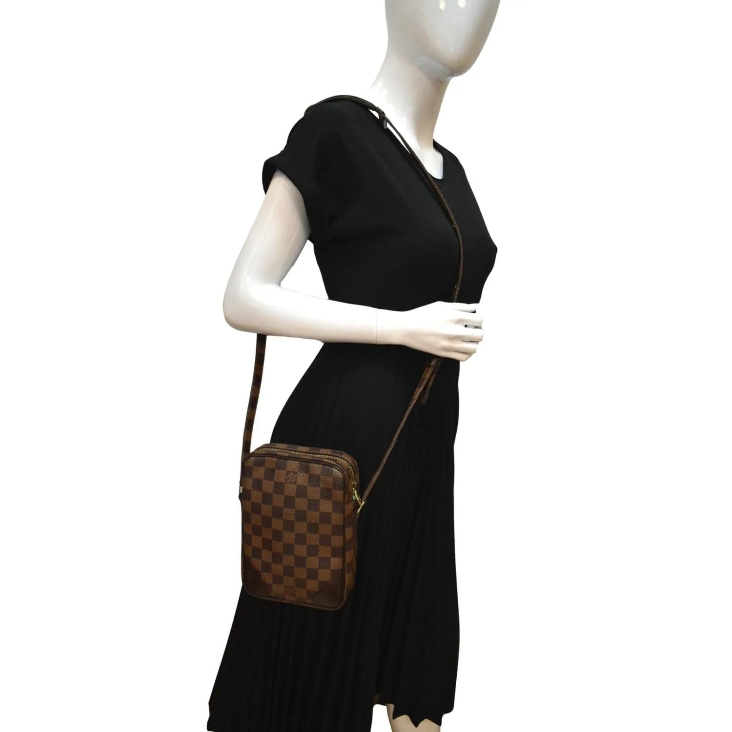 LOUIS VUITTON Danube PM Slim Damier Ebene Crossbody Bag Brown