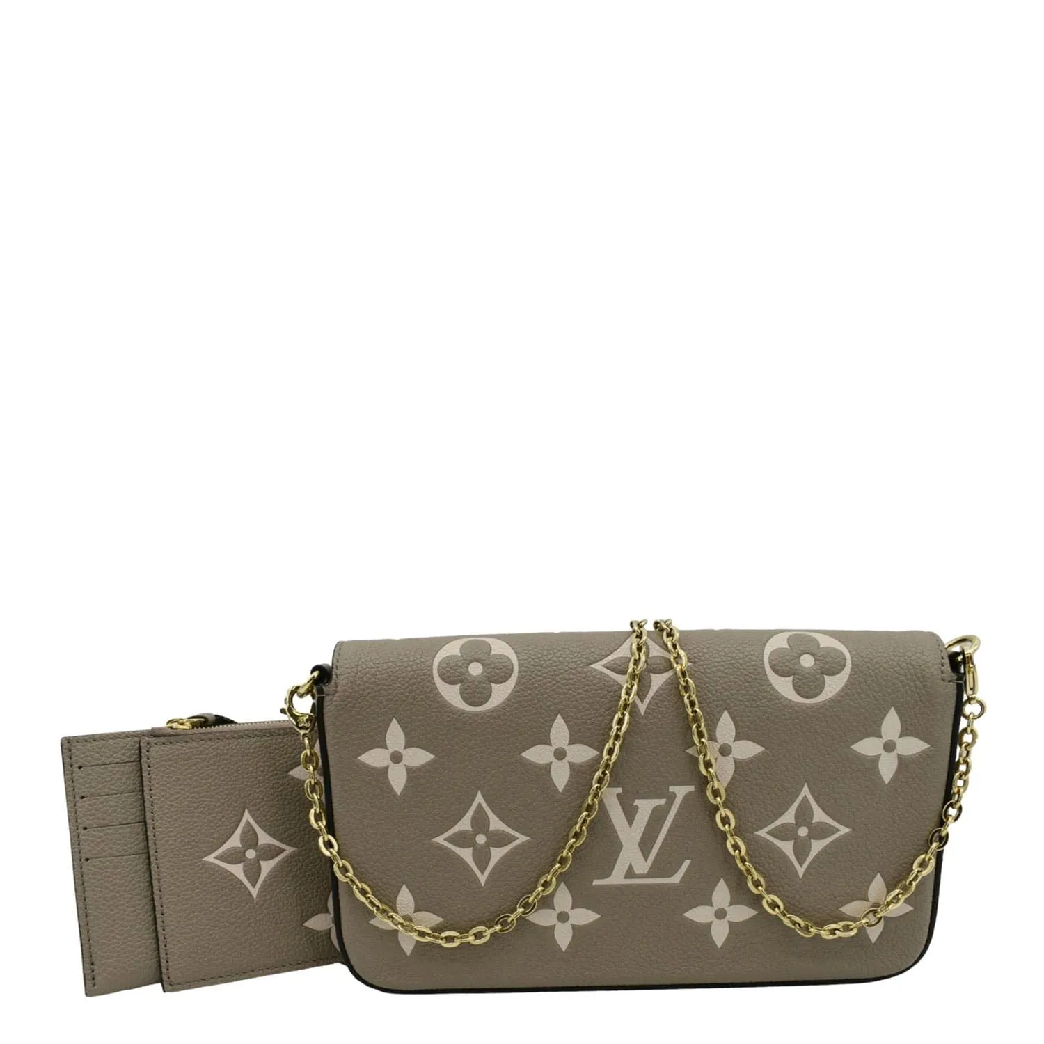 LOUIS VUITTON Felicie Pochette Monogram Empreinte Crossbody Bag Tourterelle/Creme