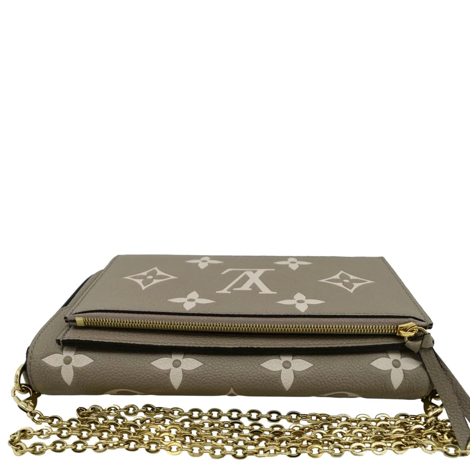 LOUIS VUITTON Felicie Pochette Monogram Empreinte Crossbody Bag Tourterelle/Creme