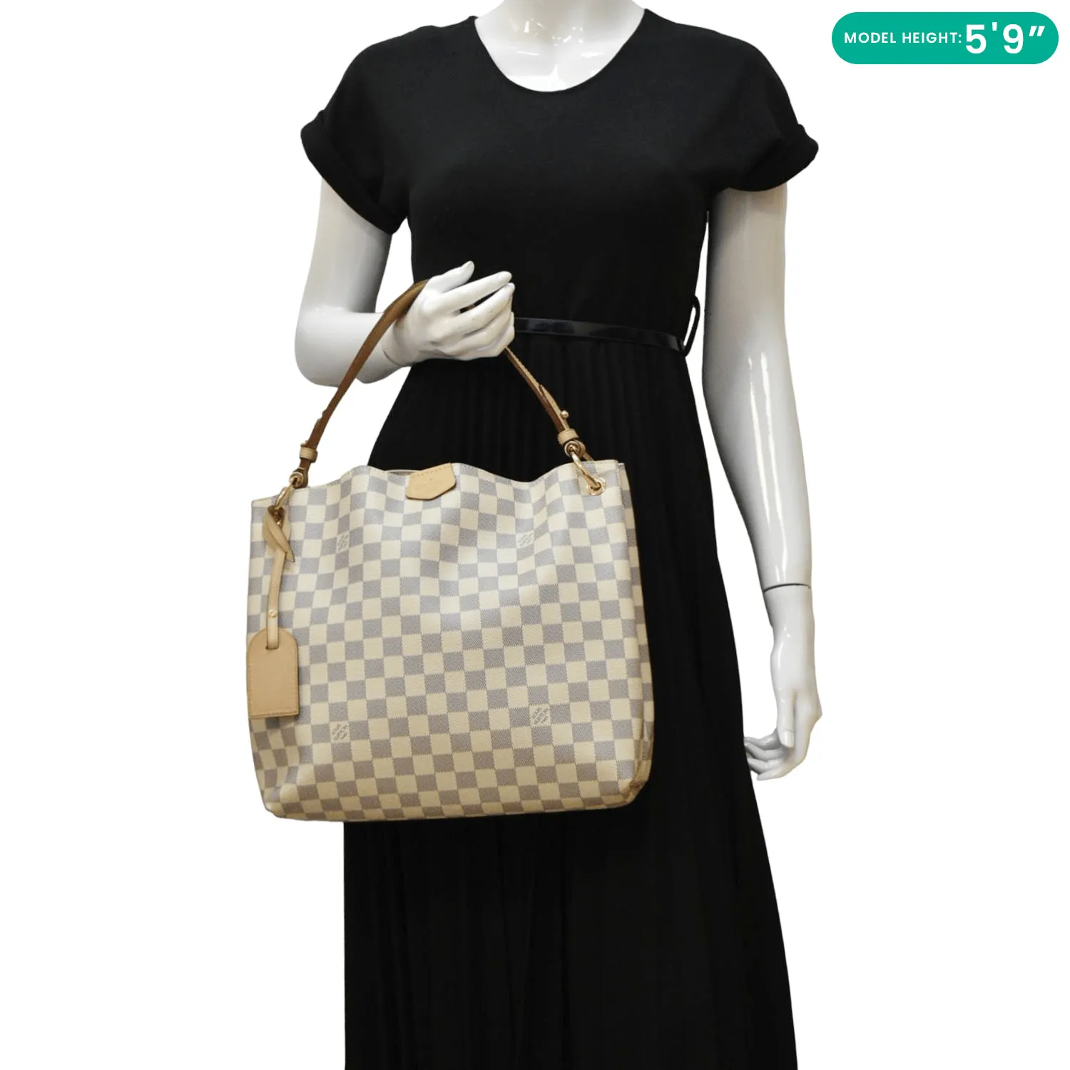 LOUIS VUITTON Graceful PM Damier Azur Shoulder Bag Rose Ballerine