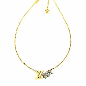 LOUIS VUITTON LV Gram Metal Zircorns Pendant Necklace Gold