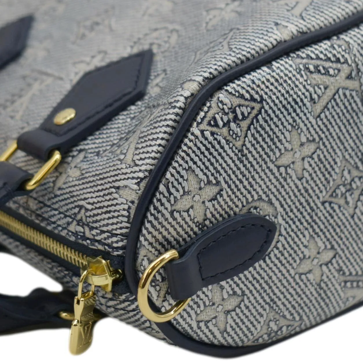 LOUIS VUITTON Monoglam Speedy Bandouliere 20 Jacquard Canvas Shoulder Bag Navy