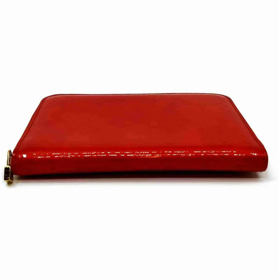 Louis Vuitton Monogram Vernis Red Zippy Organizer Wallet Zip Around GM 861162