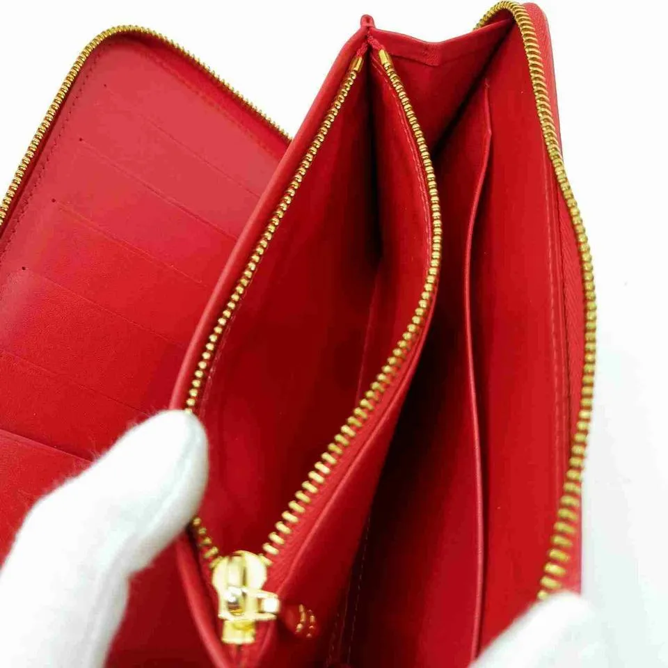 Louis Vuitton Monogram Vernis Red Zippy Organizer Wallet Zip Around GM 861162
