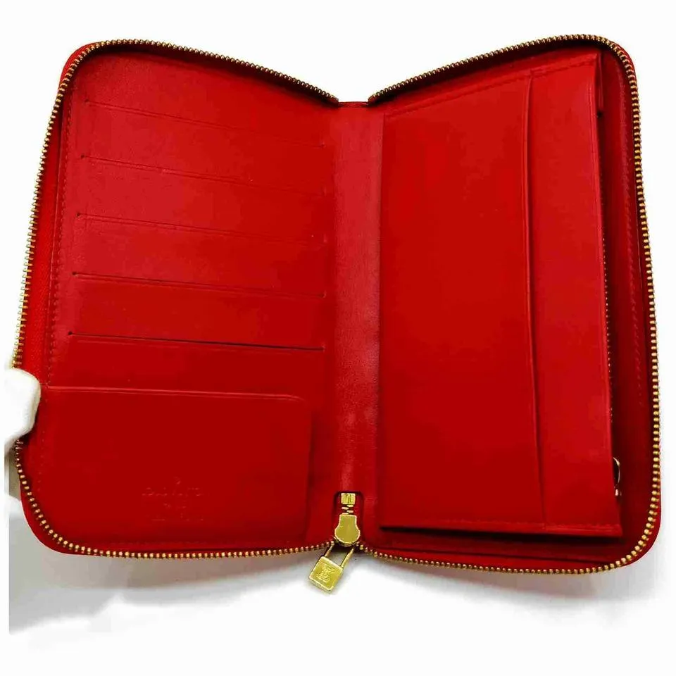 Louis Vuitton Monogram Vernis Red Zippy Organizer Wallet Zip Around GM 861162