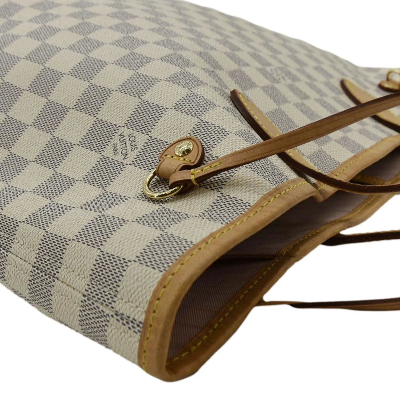 LOUIS VUITTON Neverfull MM Damier Azur Shoulder Bag Rose Ballerine