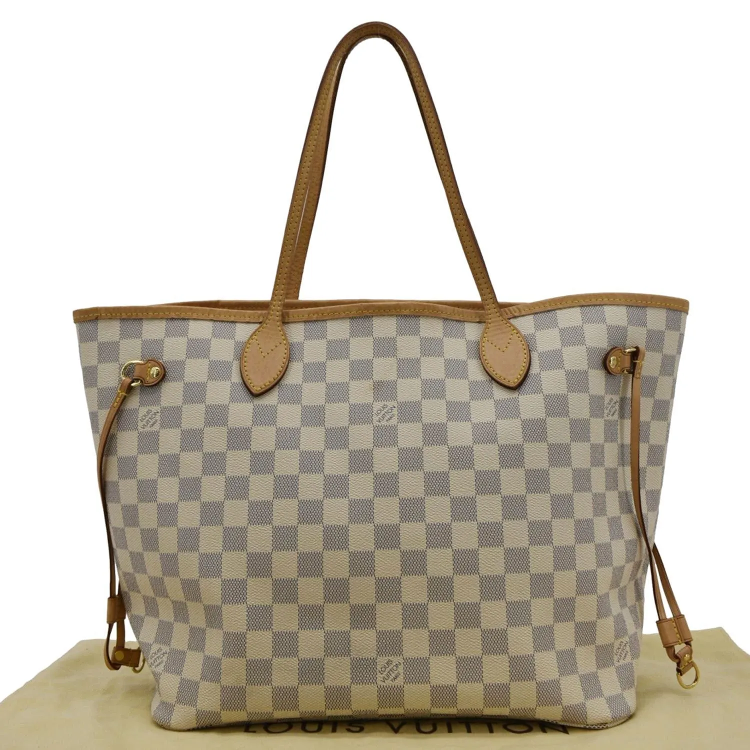 LOUIS VUITTON Neverfull MM Damier Azur Shoulder Bag Rose Ballerine